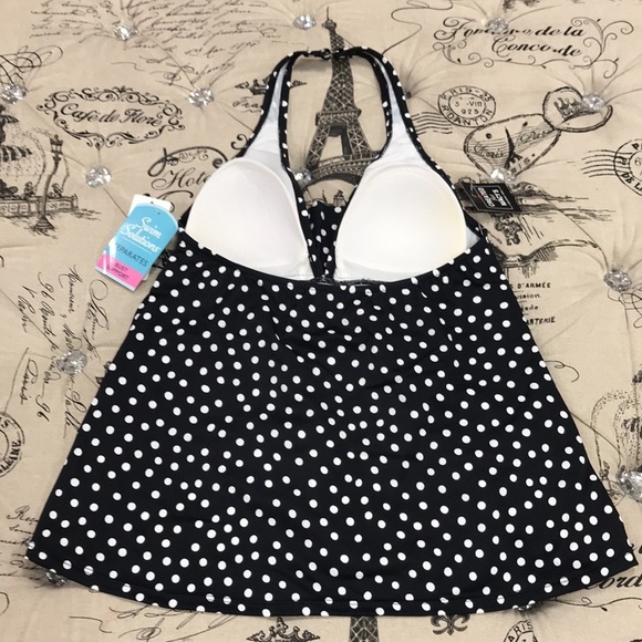 Swim Solutions Printed Halter Tankini Top - Picture 6 of 8